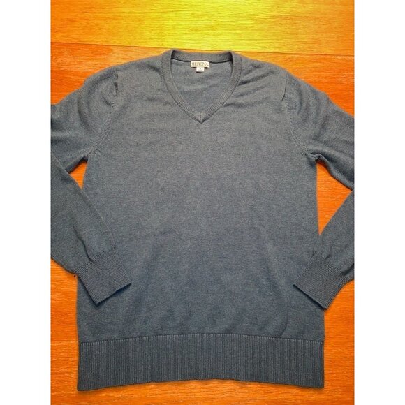Merona Mens V-Neck Sweater Size Small Blue Cotton Blend - Picture 1 of 4